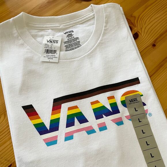 Vans Other - VANS T-Shirt Rainbow Logo Classic White 100% Cotton Unisex Large